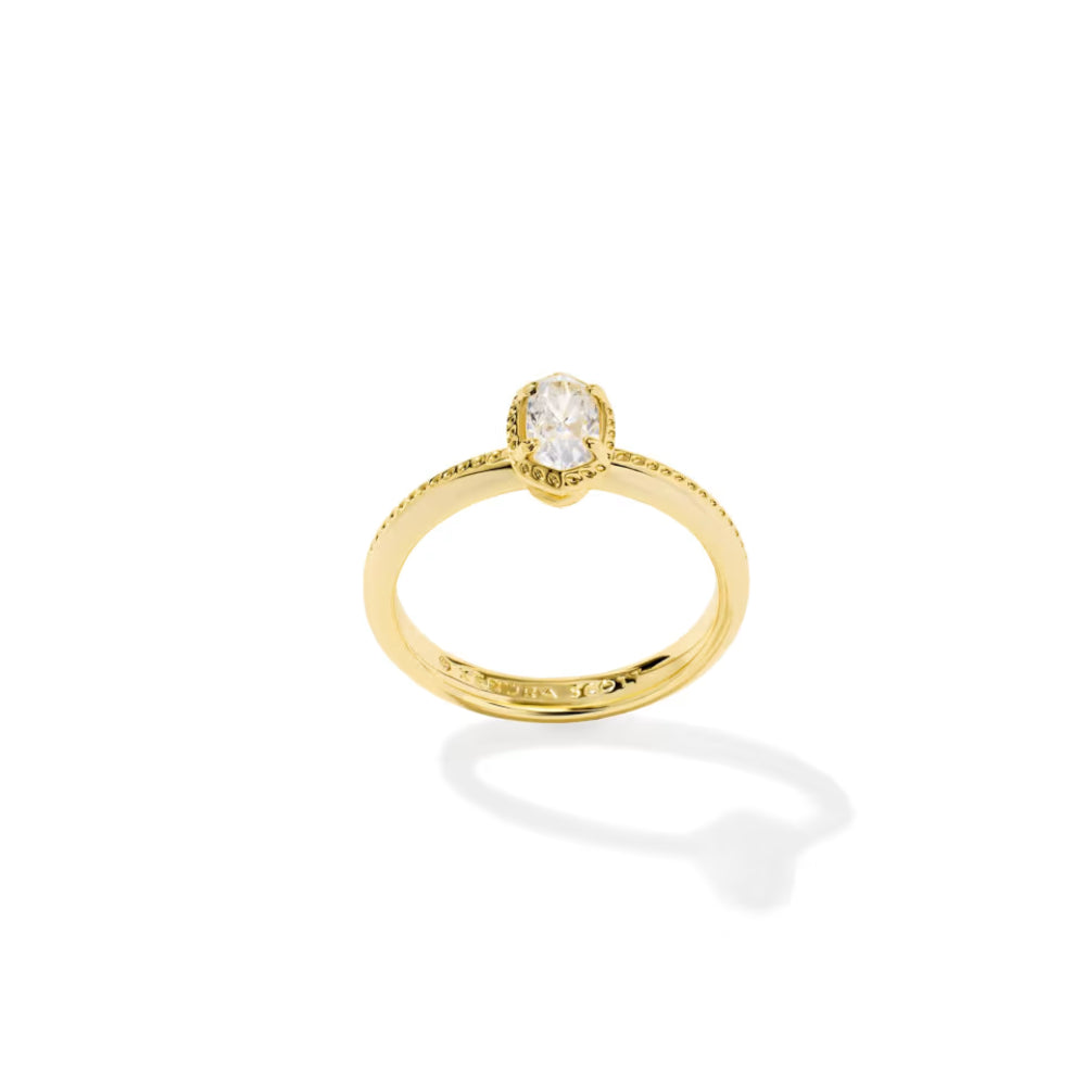 Kendra Scott Mini Elyse Luxe Band Gold Ring - White Cubic Zirconia
