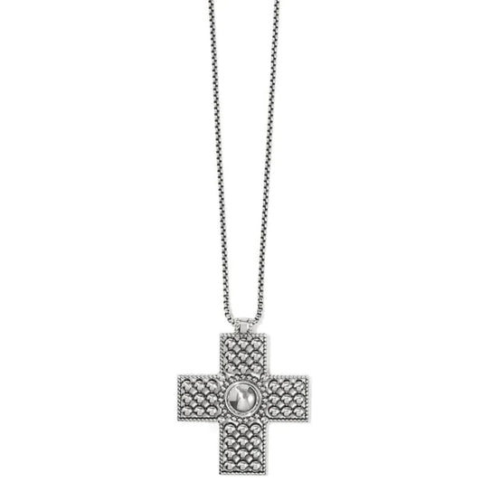 Brighton Pretty Tough Cross Necklace in Silver Tone