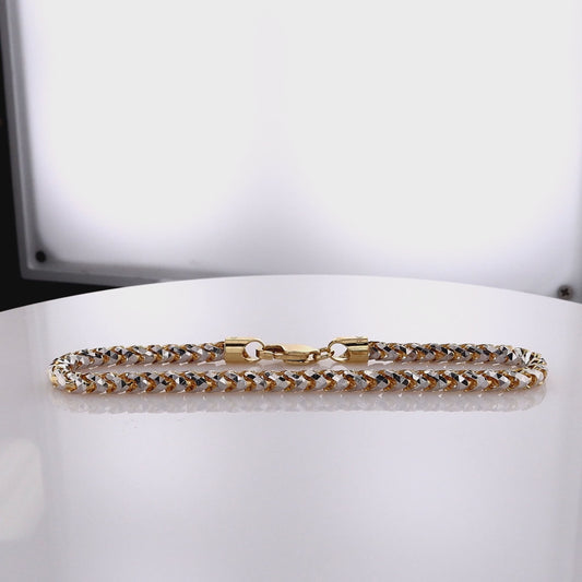 14k Two-Tone 8" Diamond Cut Franco Link Chain Bracelet