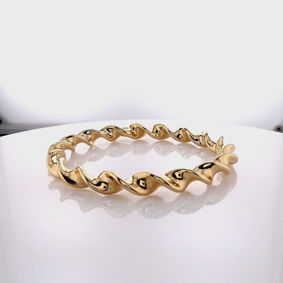 Estate 14k Yellow Gold Twisted Fusilli Design Bangle Bracelet Smyth