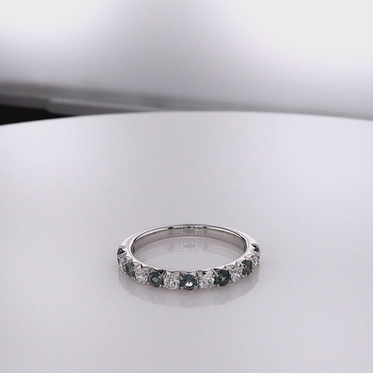 14k White Gold Alternating Alexandrite and Diamond Half Way Band