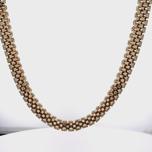 14k Yellow Gold 18" Faceted Panther Link Chain Necklace