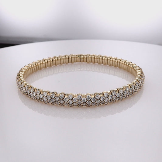 14k Yellow Gold 6ct Stretch Diamond Bangle Bracelet
