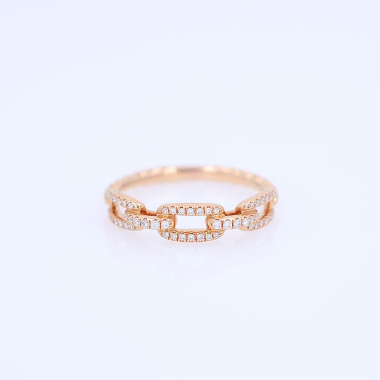 David Yurman rose gold chain link design diamond cable shank band on a white background
