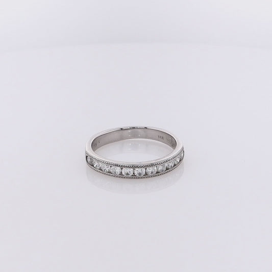 Estate 14 Karat White Gold Diamond Wedding Band