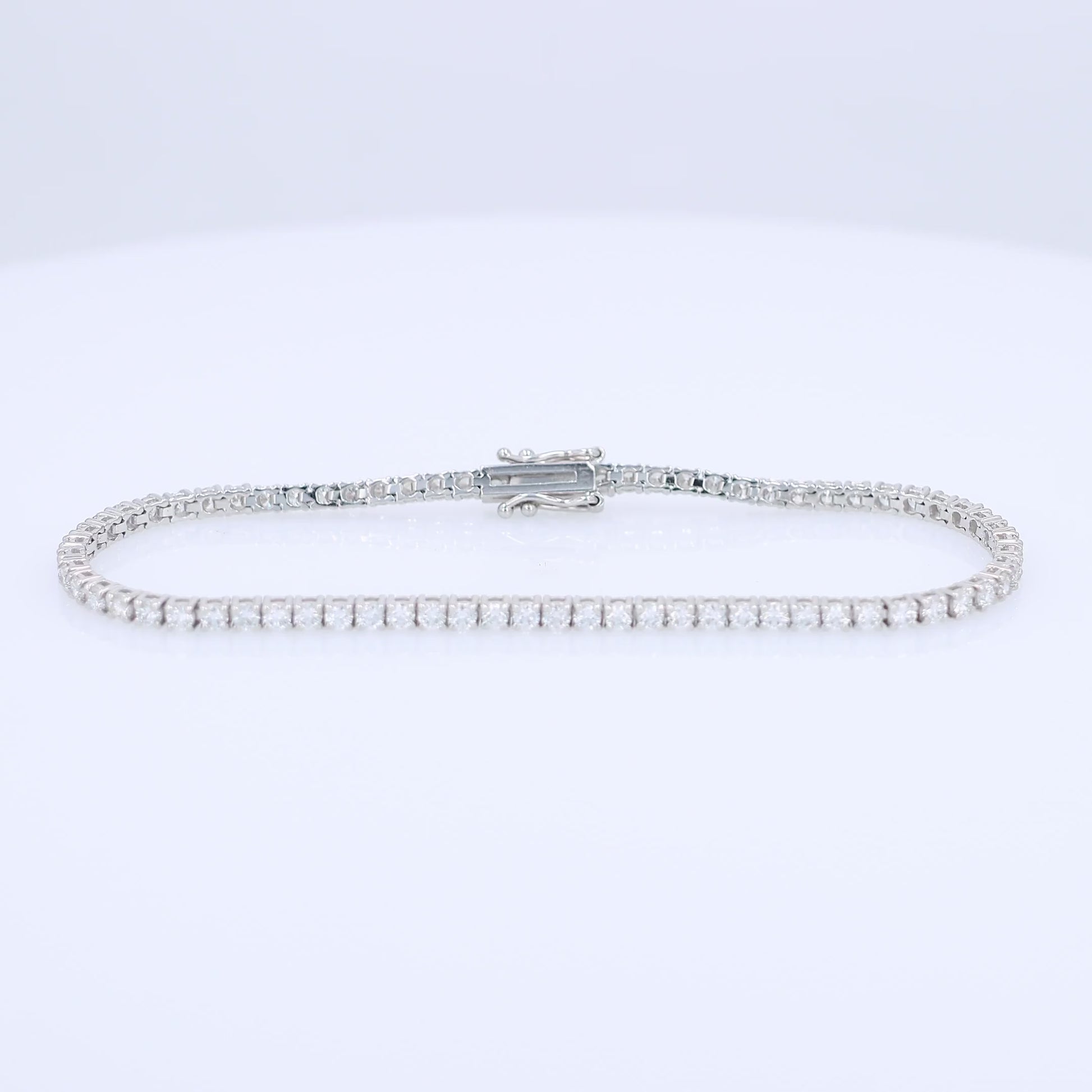 White gold 2.84 carat diamond tennis bracelet on a white background