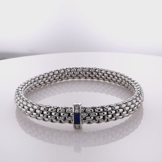Fope 18k White Gold Blue Sapphire and Diamond Bracelet