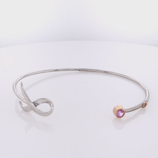 Tacori Sterling Silver Shining Strength Pink Sapphire Cuff Bracelet