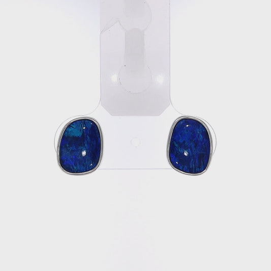 14k Gold Australian Opal Doublet Stud Earrings