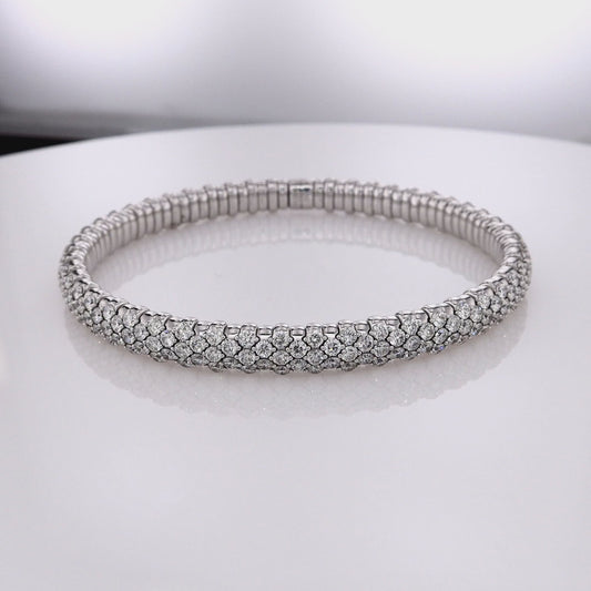 14k White Gold 6.26ct Stretch Diamond Bangle Bracelet