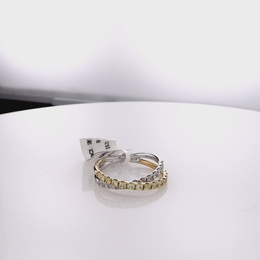 18k Two-Tone Yellow and White Diamond Crossover Band