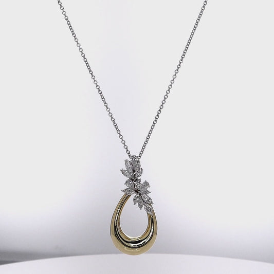 Simon G. 18k Two-Tone Tapered Oval Loop Diamond Pendant Necklace