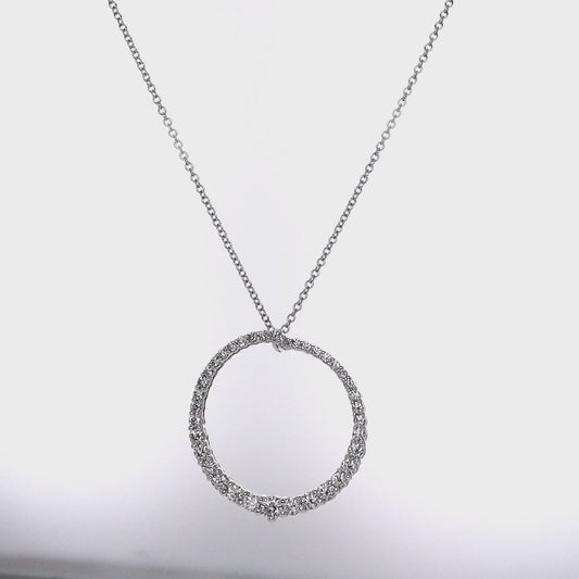 Simon G. 18k White Gold Open Circle Diamond Pendant Necklace