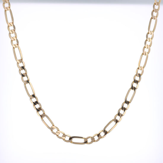 360 degree video of a yellow gold figaro link chain necklace on a white background