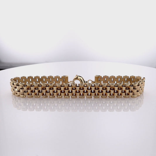 14k Yellow Gold 7.25" Faceted Panther Link Chain Bracelet