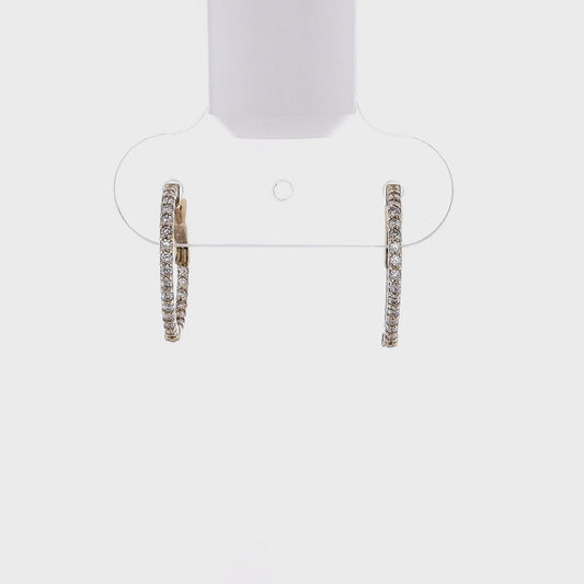 14k Yellow Gold 0.50-0.55ct In and Out Diamond Hoop Earrings