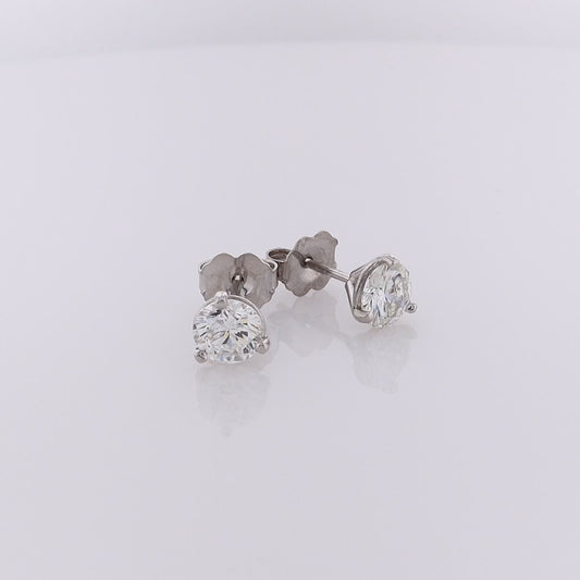 Estate 14 Karat White Gold Diamond Martini Stud Earrings