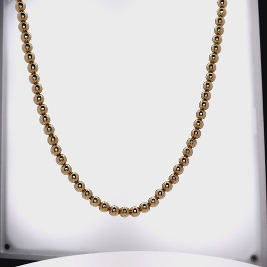14k Yellow Gold 16-18" Polished Bead Necklace