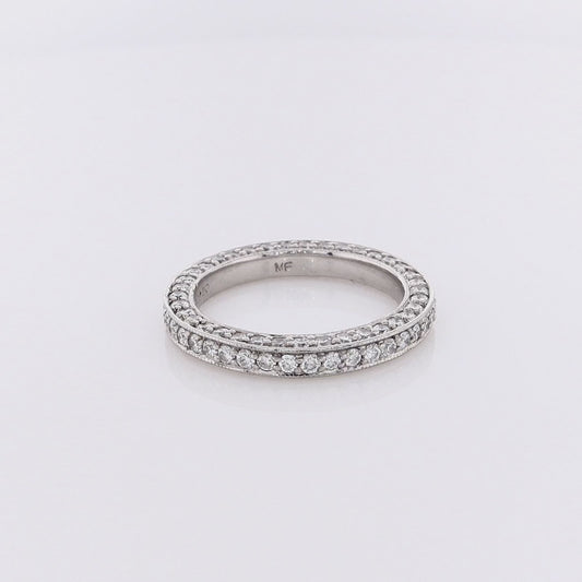 Estate Martin Flyer Platinum Eternity 3 Sided Diamond Milgrain Ring