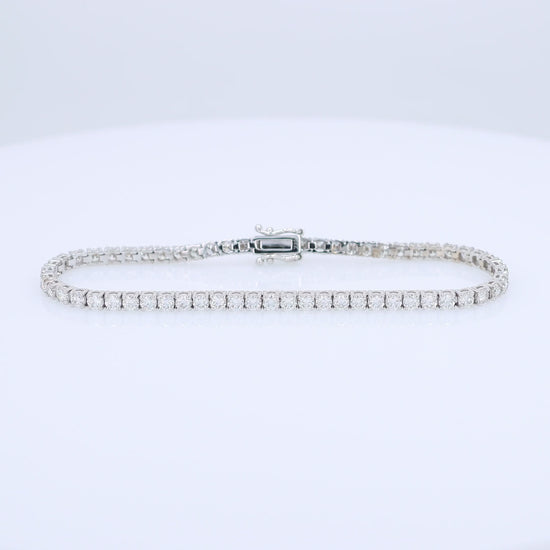 White gold 4.85 carat diamond tennis bracelet on a white background