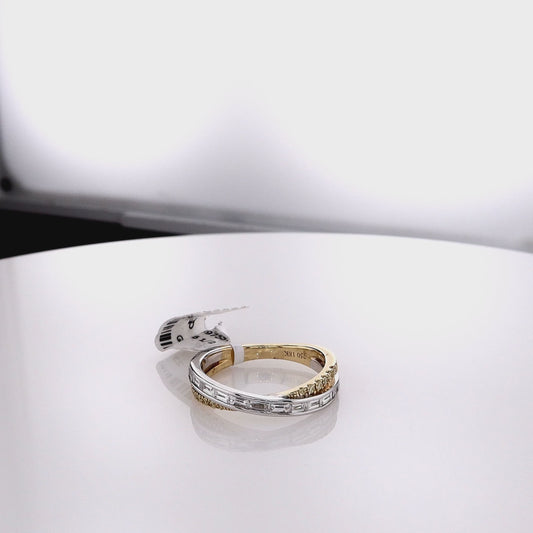 18k Two-Tone Yellow and White Diamond Crossover Band