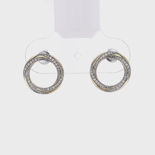 Simon G. 18k Two-Tone Open Circle Design Twist Stud Earrings