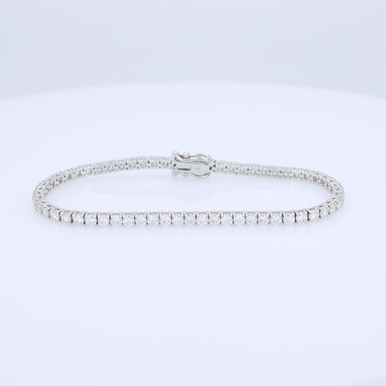 White gold 4.71 carat diamond tennis bracelet on a white background