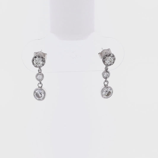 Estate 14 and 18 Karat White Gold Diamond Dangle Earrings