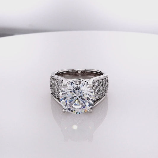 Simon G. 18k White Gold Graduated Shank Cubic Zirconia And Diamond Ring