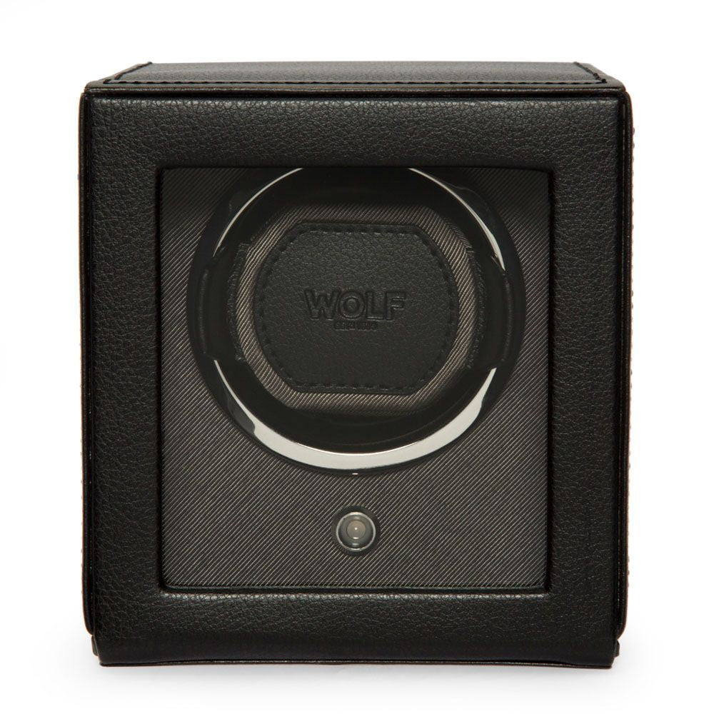 Wolf Cub Single Watch Winder with Cover in Black