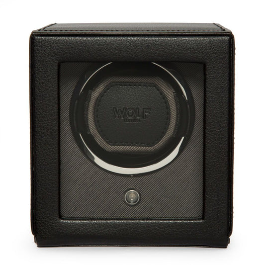 Wolf Cub Single Watch Winder with Cover in Black