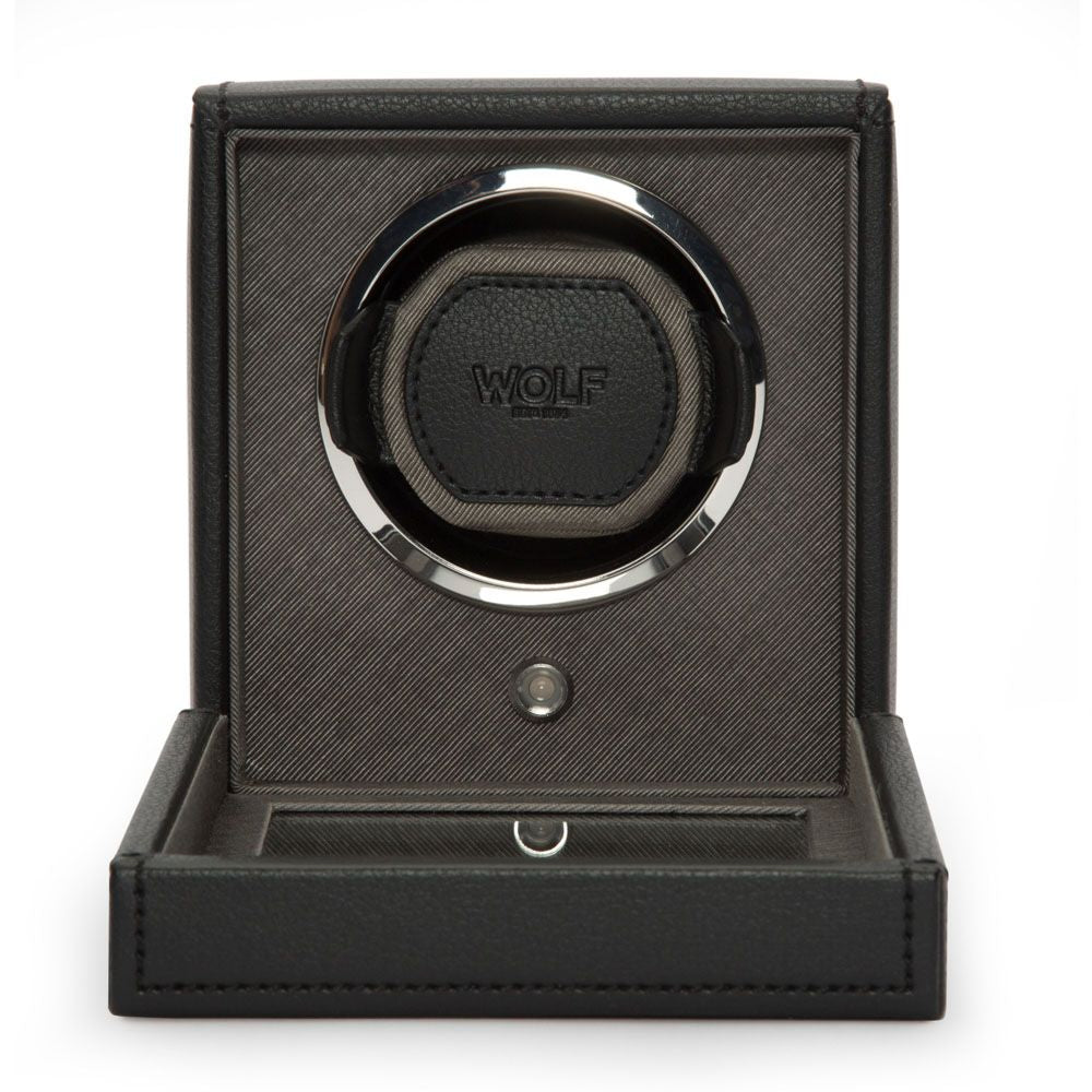 Wolf Cub Single Watch Winder with Cover in Black