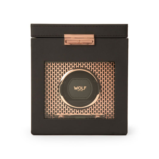 Wolf Designs Axis Single Watch Winder with Storage in Copper