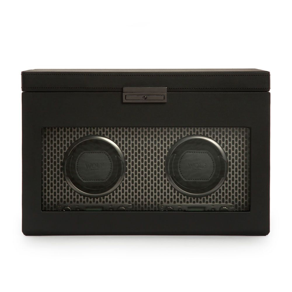 Axis Double Watch Winder With Storage in Powder Coat