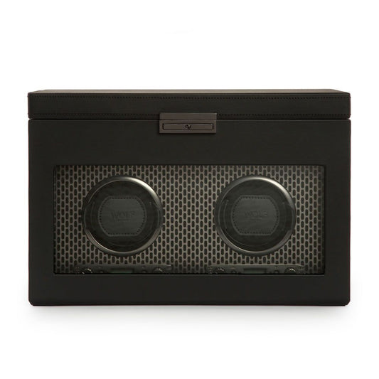 Axis Double Watch Winder With Storage in Powder Coat