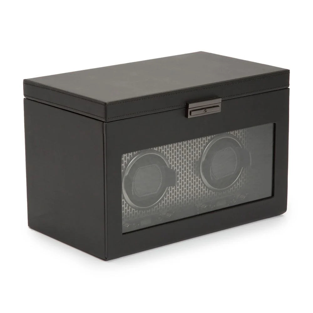 Axis Double Watch Winder With Storage in Powder Coat