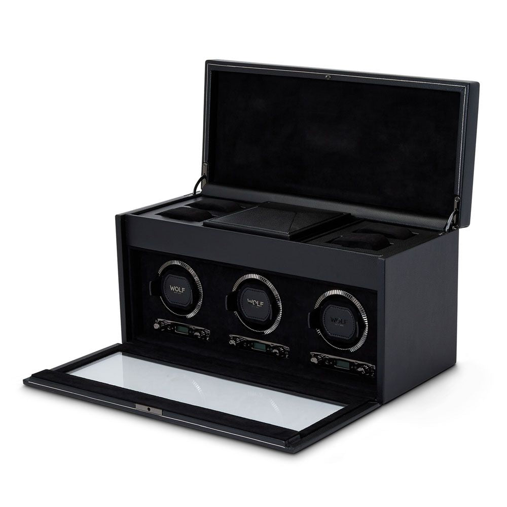 Wolf Designs British Racing Triple Watch Winder with Storage