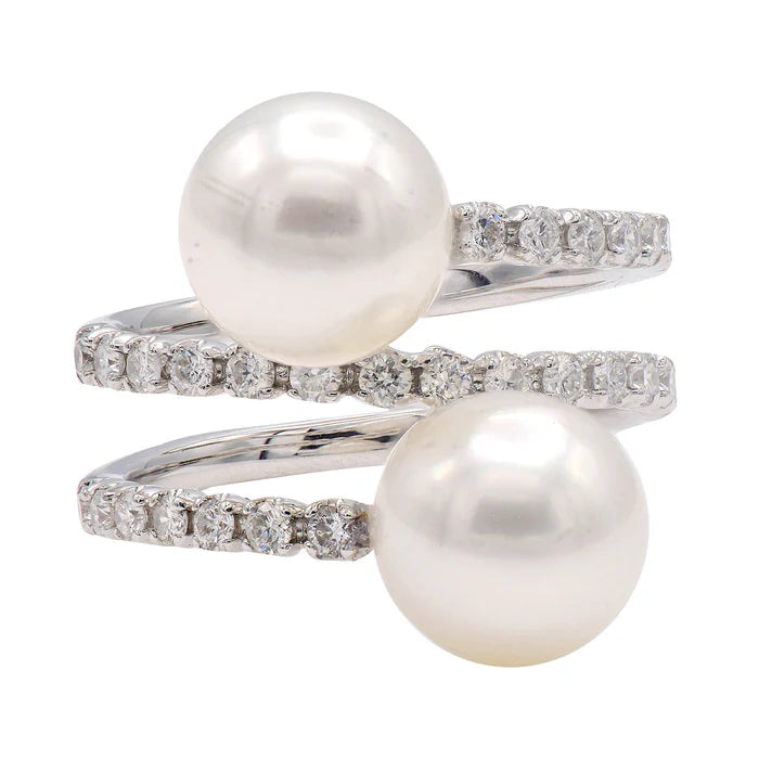 18k Gold Akoya Pearl & Diamond Wrap Ring