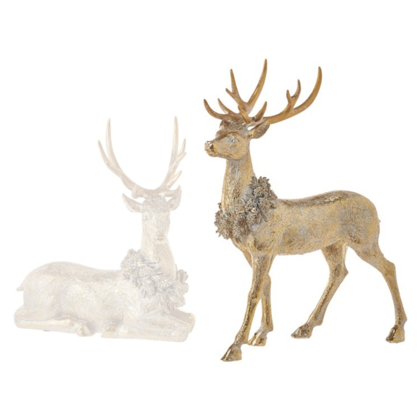 16" Gold Deer With Wreath *In-store pickup only*