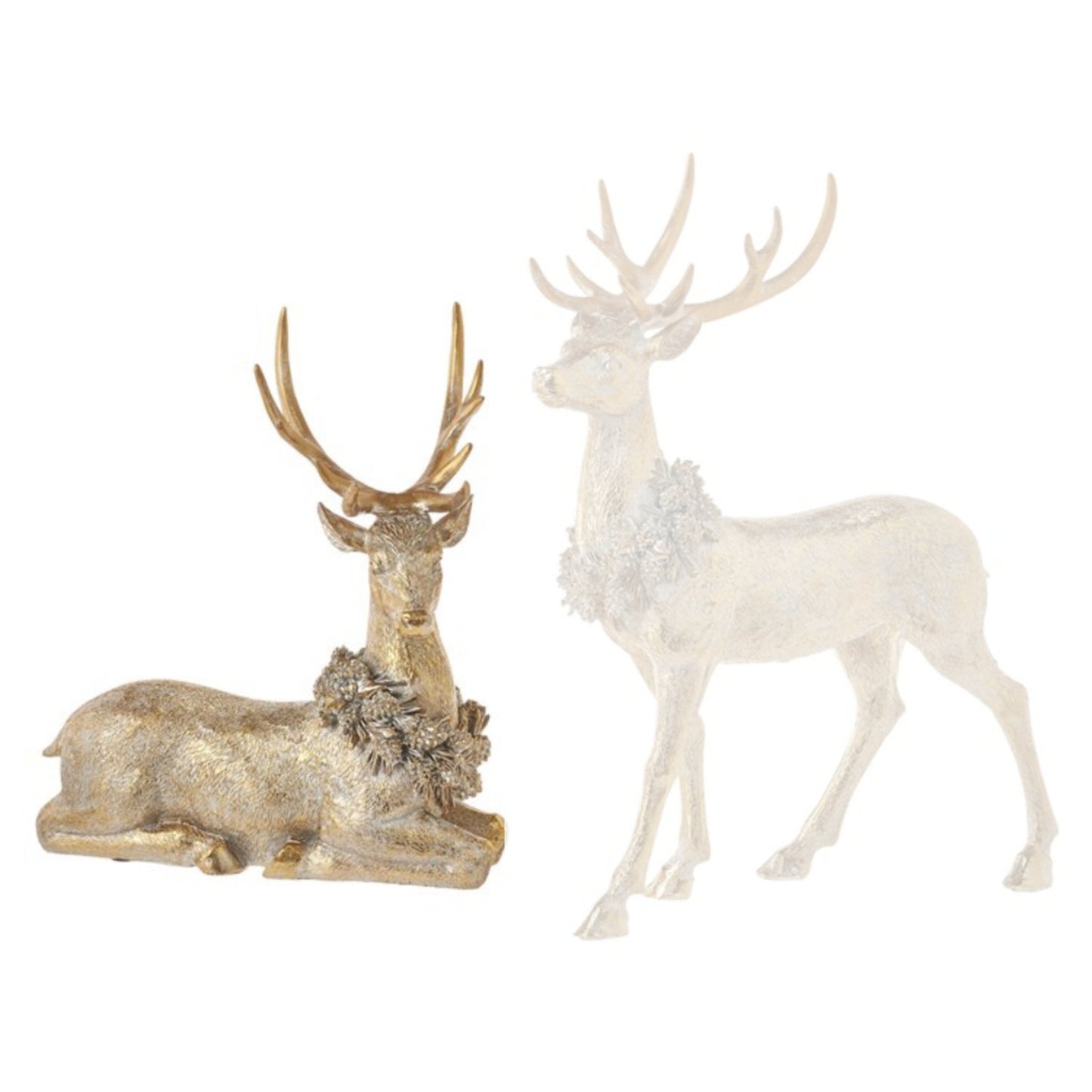 16" Gold Deer With Wreath *In-store pickup only*