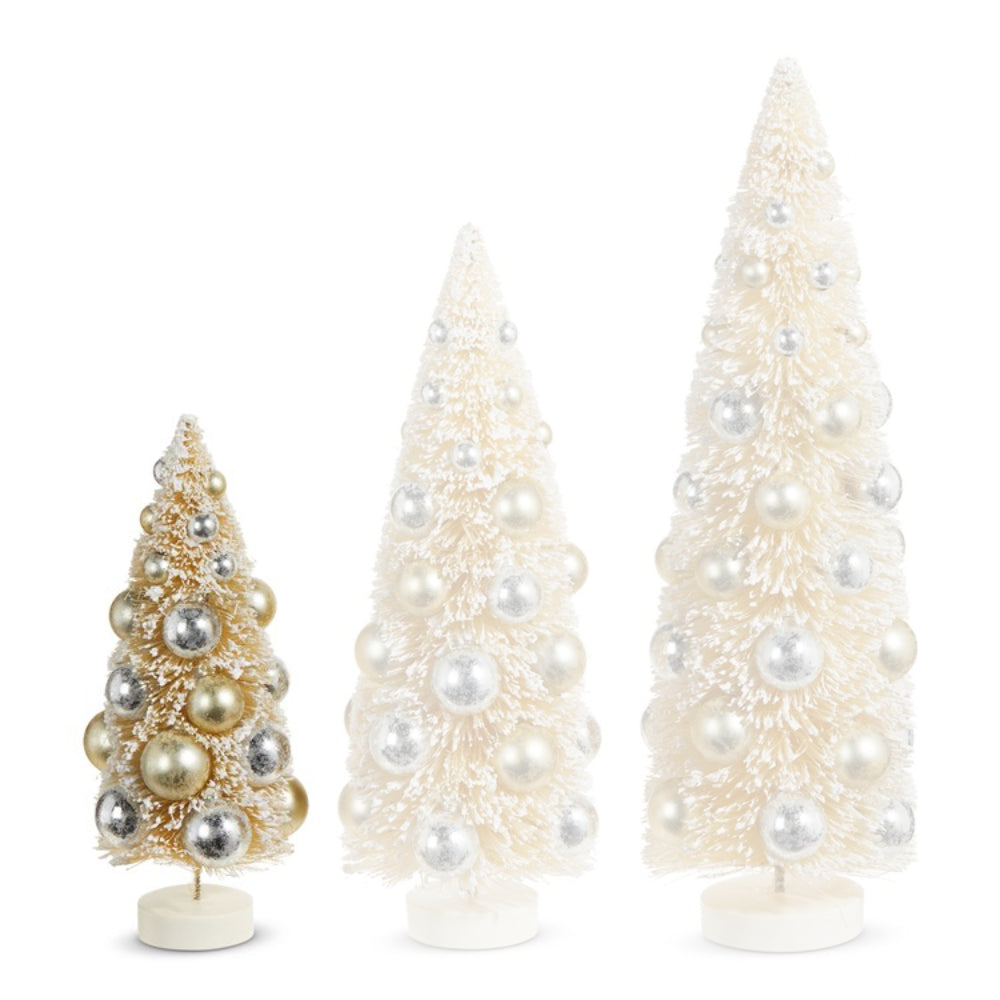 Raz Imports Snowy Bottle Brush Trees With Ornaments
