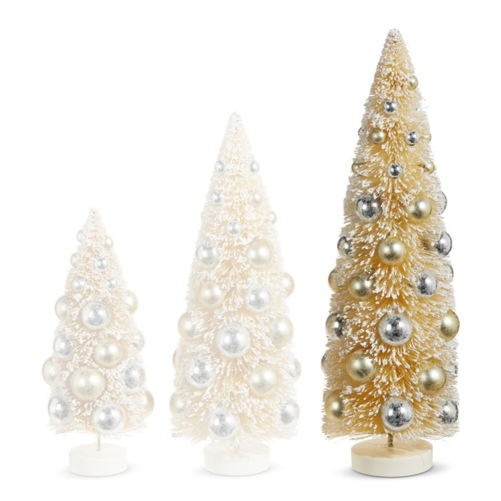 Raz Imports Snowy Bottle Brush Trees With Ornaments