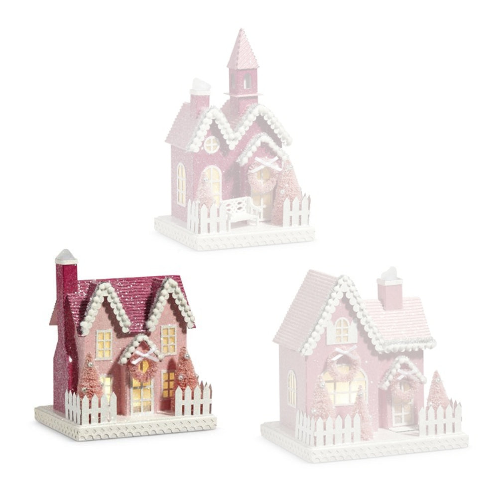 Pink Lighted Christmas Village