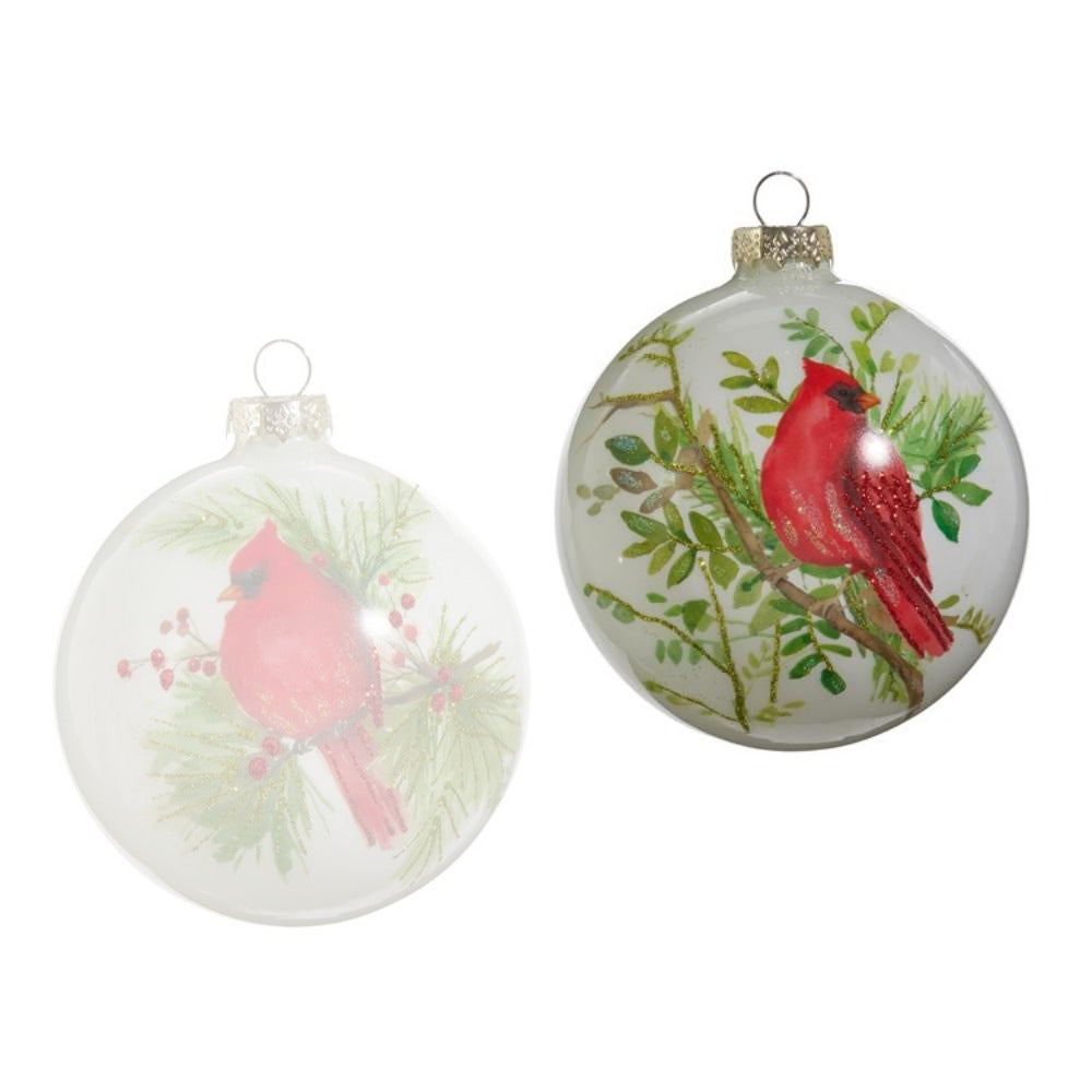 4" Cardinal on Branch Ball Ornament