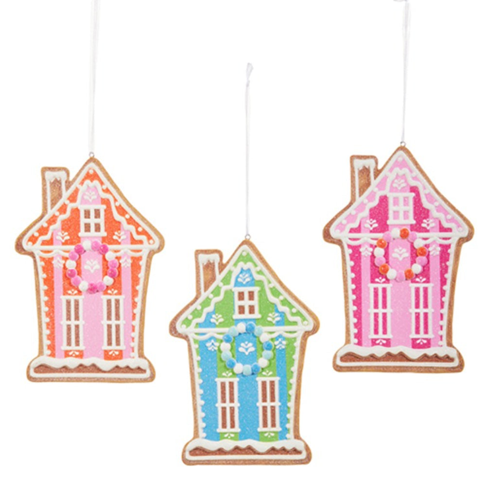 Raz Imports 6" Vivid Jolly Gingerbread House Ornament - Thumbnail 3