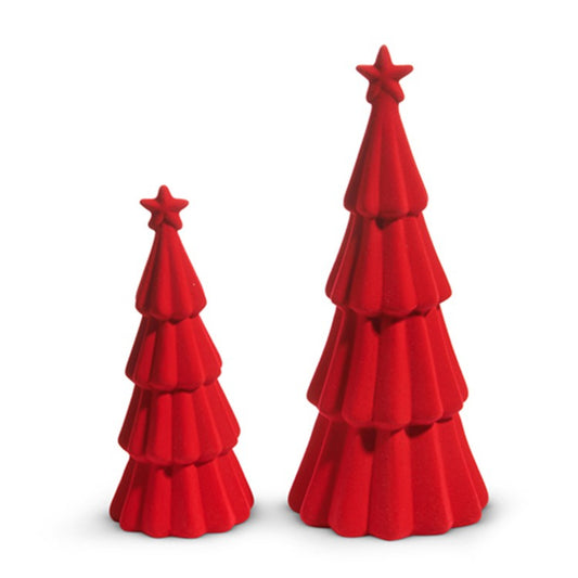 Raz Imports Red Tiered Flocked Trees