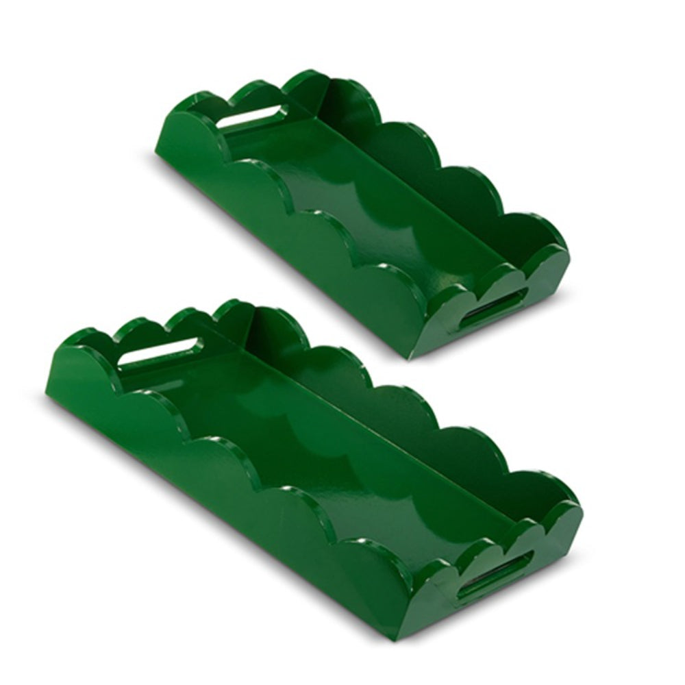 Raz Imports Green Scalloped Trays