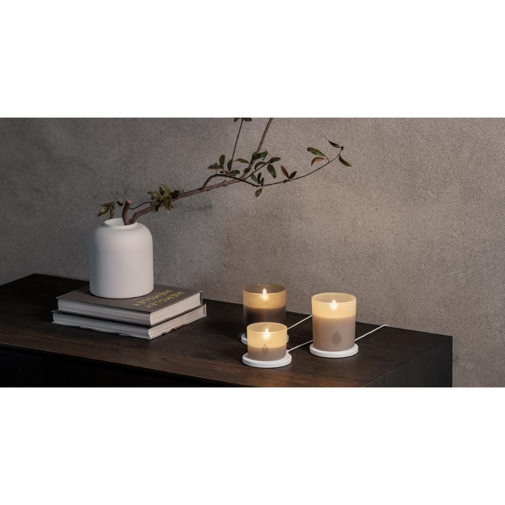 Uynui Lighting LED Rechargeable Glass Candle Sandstone- "3.2 x 2.3"