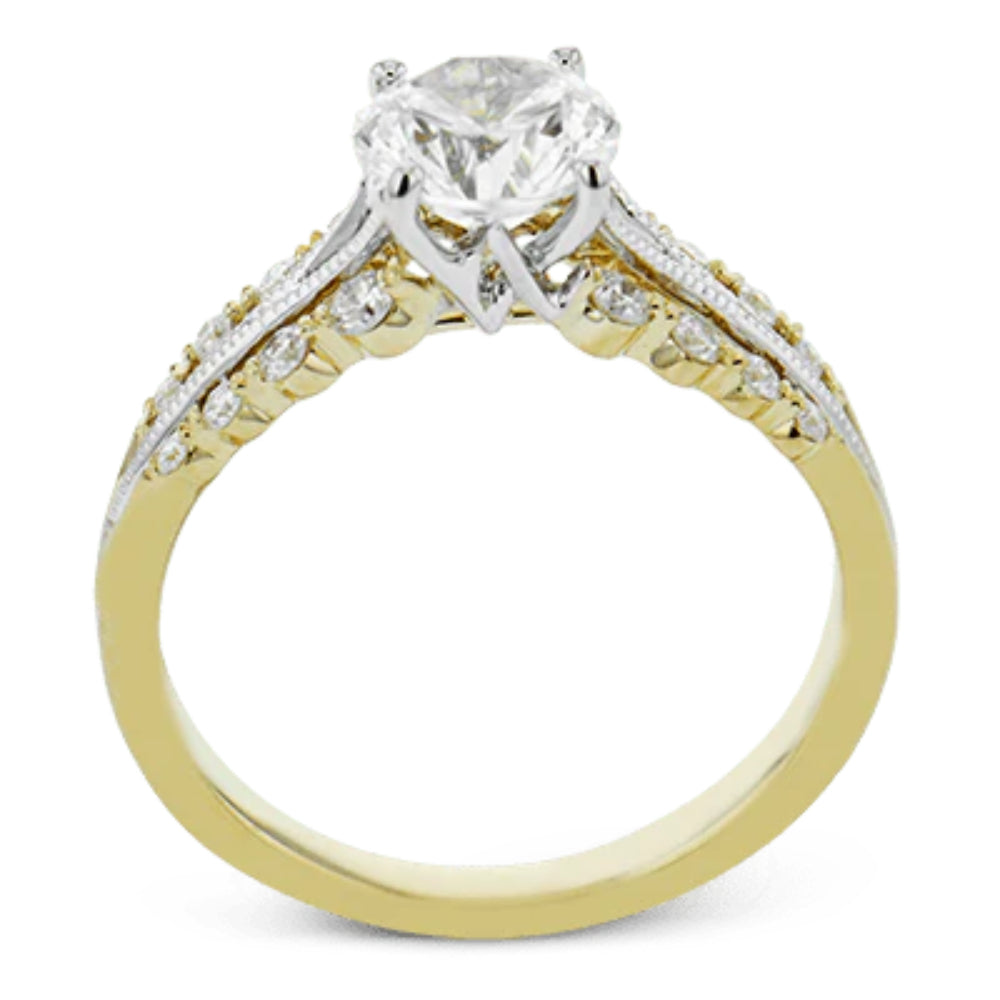 Gold and silver diamond ring on a white background