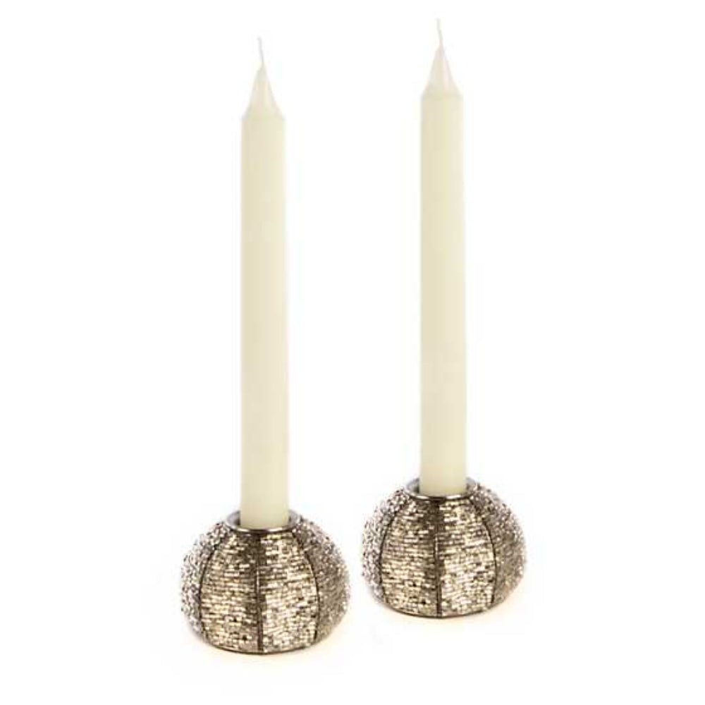 MacKenzie-Childs Shimmer Candle Holders - Silver - Set of 2